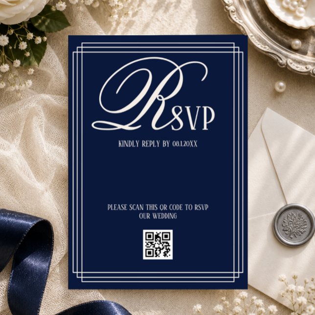 Cartons Réponse Mariage de Luxe Bleu Nuit (Créateur téléchargé)