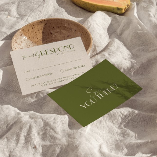Cartons Réponse Mariage de Luxe de Vieille Fortune en Vert Olive É (Créateur téléchargé)