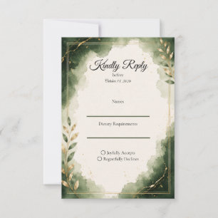 Cartons Réponse Mariage de Luxe Minimaliste Émeraude Élégant