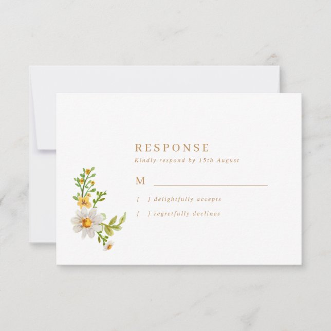 Cartons Réponse Mariage de marguerites rustiques (Devant)