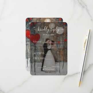 Cartons Réponse Mariage de mariée et de marié fantaisiste personna
