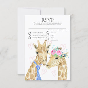 Cartons Réponse Mariage de mariée et de mariée Giraffe Mariage RSV