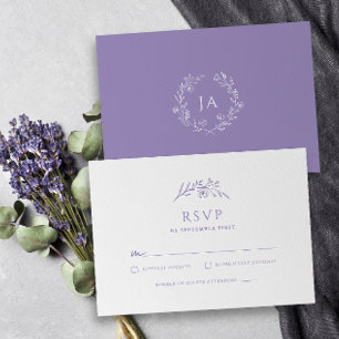 Cartons Réponse Mariage de monogramme de lavande