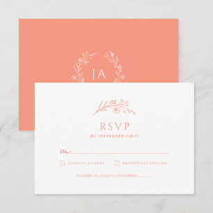 Cartons Réponse Mariage de monogramme de pêche