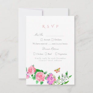 Cartons Réponse Mariage de monogramme rose rose
