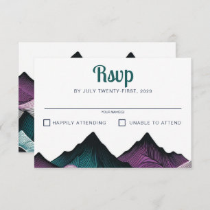 Cartons Réponse Mariage de montagne pourpre et Turquoise