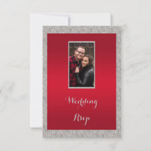 Cartons Réponse Mariage de Noël Rubis Rouge Élégant et Bauble Bril