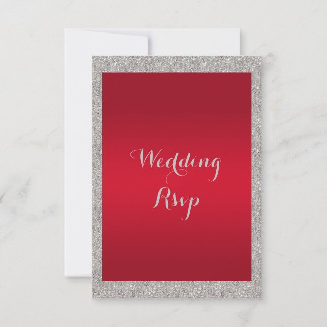 Cartons Réponse Mariage de Noël Ruby Rouge Élégant et Bauble Brill (Devant)
