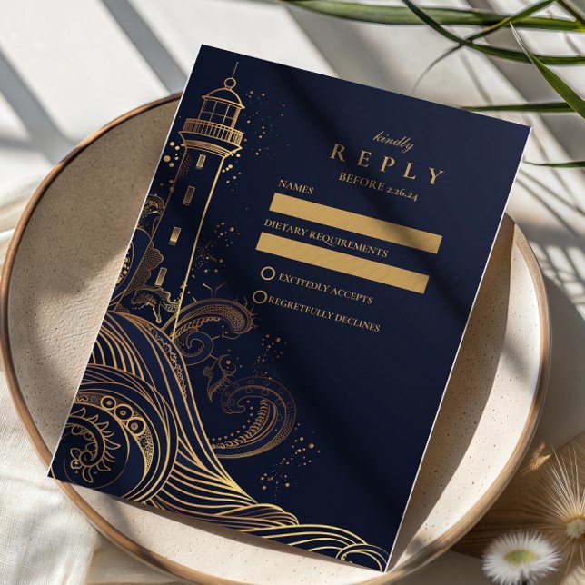 Cartons Réponse Mariage de Nuit au Phare Doré (Créateur téléchargé)