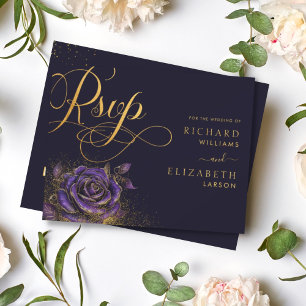Cartons Réponse Mariage de Parties scintillant Rose gothique foncé