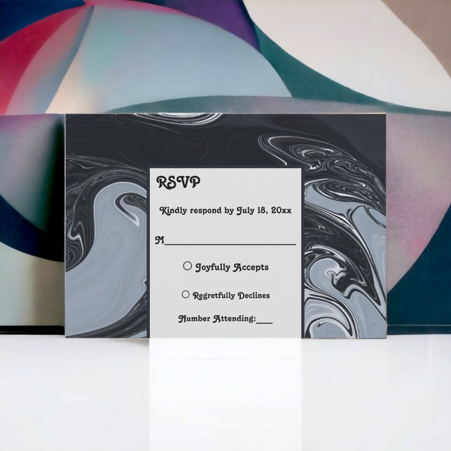 Cartons Réponse Mariage De Peinture Abstrait Noir Et Blanc Minimal (Créateur téléchargé)
