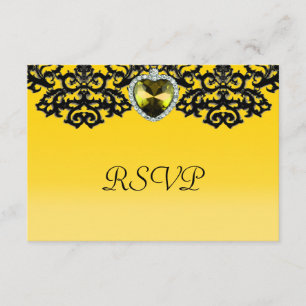 Cartons Réponse Mariage de Pendentif de coeur orné jaune et noir