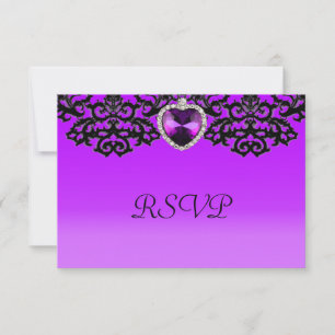 Cartons Réponse Mariage de Pendentif de coeur orné violet et noir