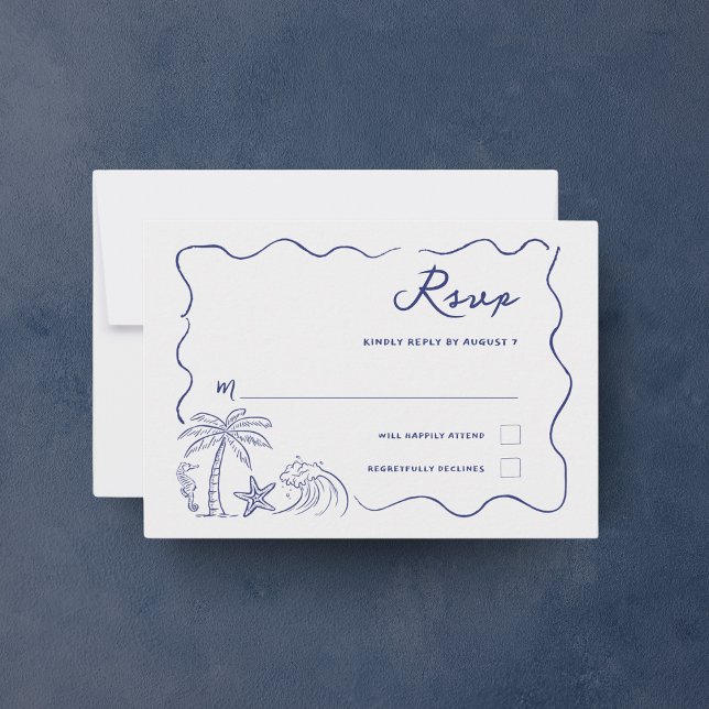 Cartons Réponse Mariage de plage à la main côtière (Créateur téléchargé)