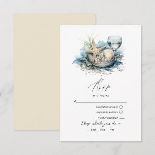 Cartons Réponse Mariage de plage Coastal Chic
