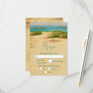 Cartons Réponse Mariage de plage côtière à l'aquarelle