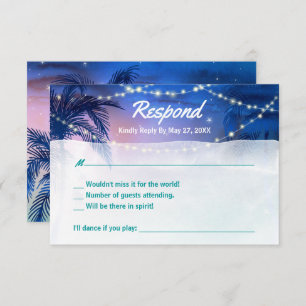Cartons Réponse Mariage de plage de palmiers rustiques