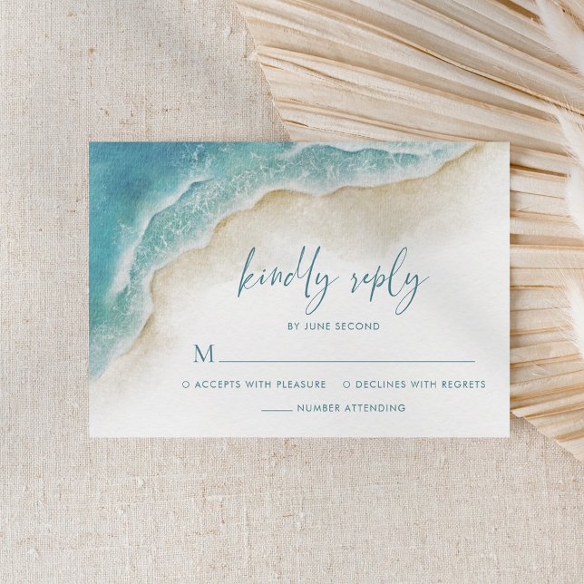 Cartons Réponse Mariage de plage d'été océan aquarelle (Créateur téléchargé)