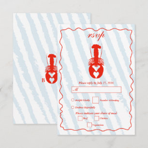 Cartons Réponse Mariage de plage nautique rayures bleues cœur de h