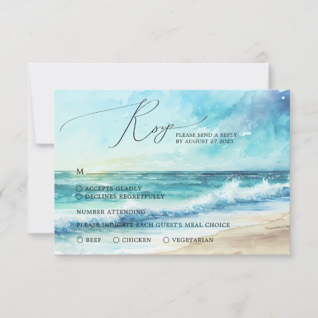 Cartons Réponse Mariage de plage tropical d'été (Devant)