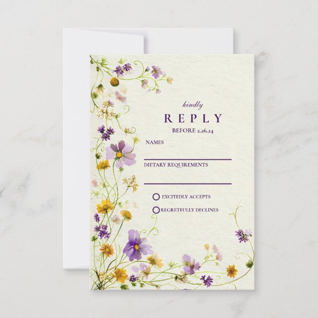 Cartons Réponse Mariage de prairie fleur sauvage (Devant)