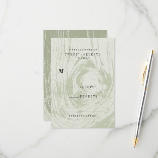 Cartons Réponse Mariage de printemps au grain de bois rustique mod