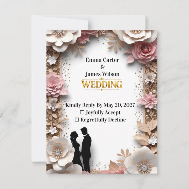 Cartons Réponse 🌺Mariage de printemps avec fleurs de pêche 💐 (Devant)