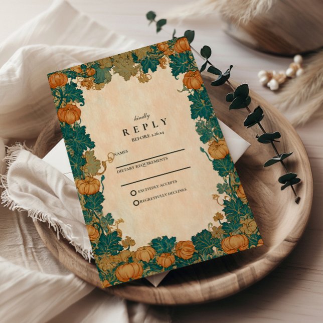 Cartons Réponse Mariage de récolte Citrouille vintage (Créateur téléchargé)