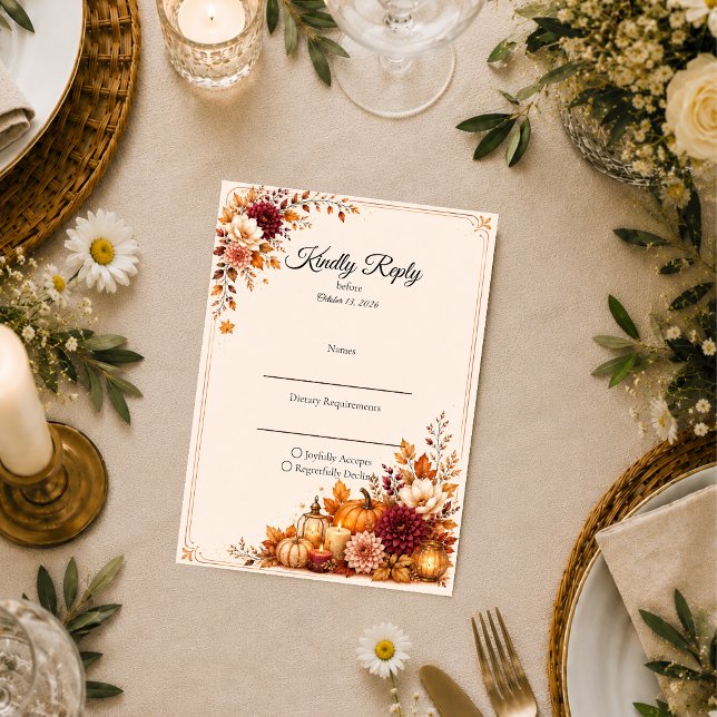 Cartons Réponse Mariage de récolte rustique (Créateur téléchargé)