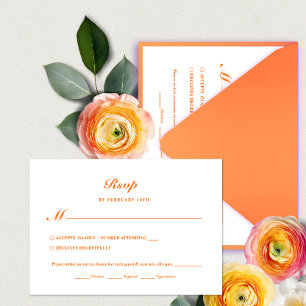 Cartons Réponse Mariage de repas minimaliste moderne orange brilla