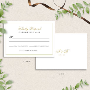 Cartons Réponse Mariage de script de bordure noir et or classique