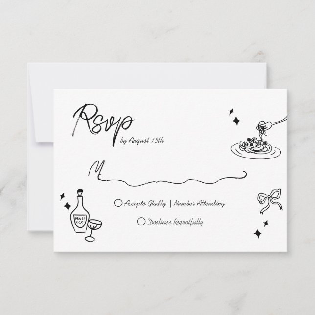 Cartons Réponse Mariage de script de gribouillages tendance (Devant)