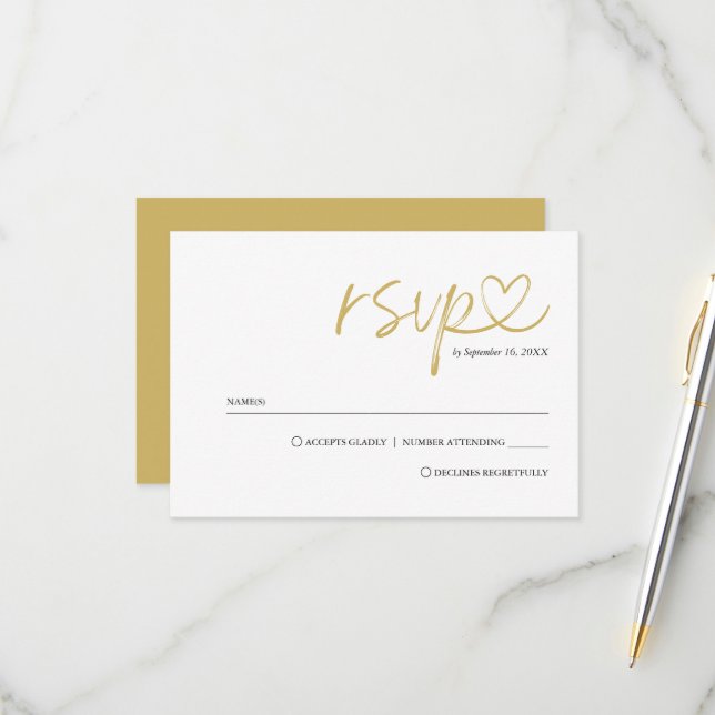 Cartons Réponse Mariage de script manuscrit minimaliste simple (Devant/Arrière en situation)