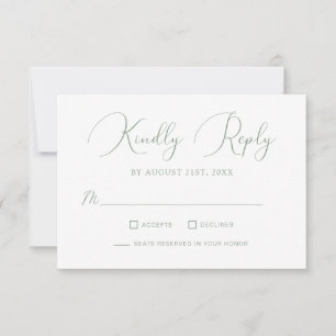 Cartons Réponse Mariage de script minimaliste de calligraphie vert