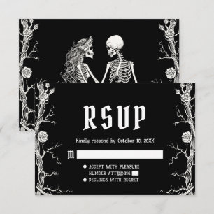 Cartons Réponse Mariage de Squelettes Gothiques Halloween en Noir 