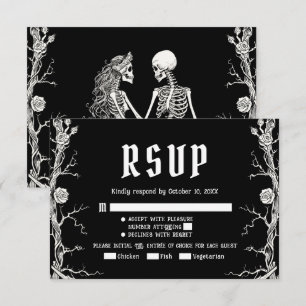 Cartons Réponse Mariage de squelettes gothiques Halloween noir et 