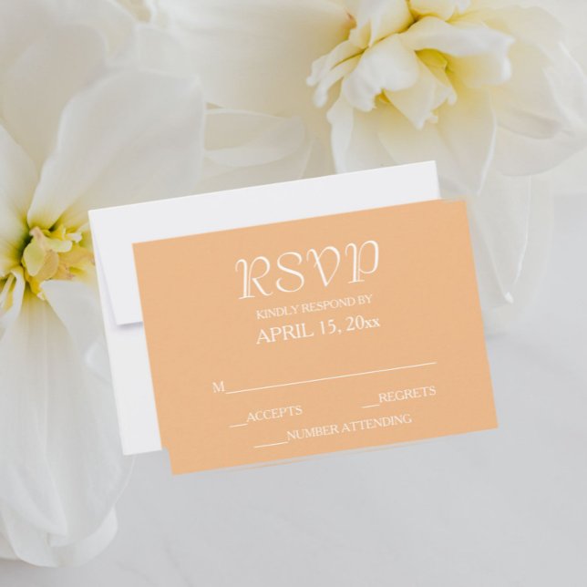 Cartons Réponse Mariage de style simple Peach (In Situ Wedding)