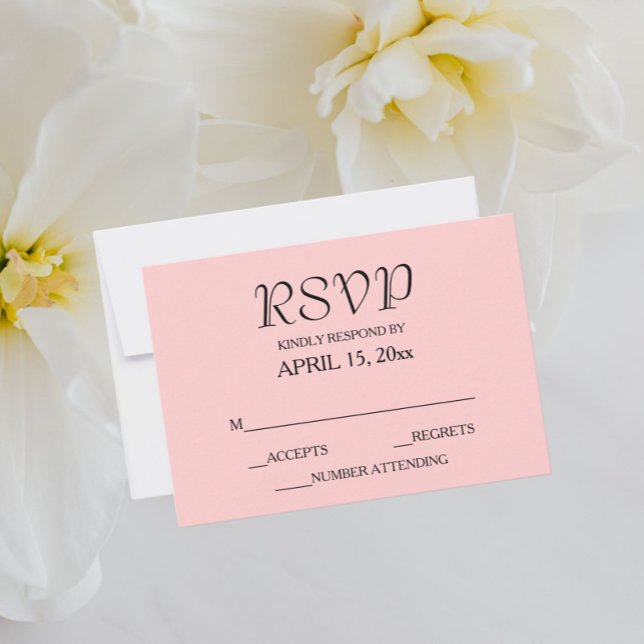 Cartons Réponse Mariage de style simple rose pâle (In Situ Wedding)