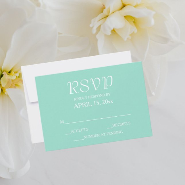 Cartons Réponse Mariage de style simple Seafoam (In Situ Wedding)