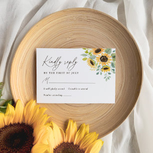 Cartons Réponse Mariage de tournesol rustique