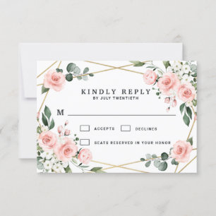 Cartons Réponse Mariage de verdure fleurie rose et blanc
