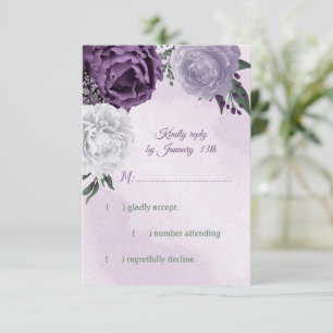 Cartons Réponse mariage de verdure fleurie violette et blanche