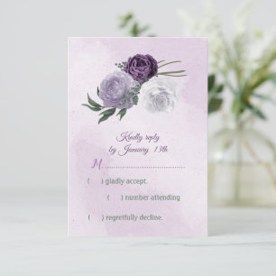 Cartons Réponse mariage de verdure fleurie violette et blanche
