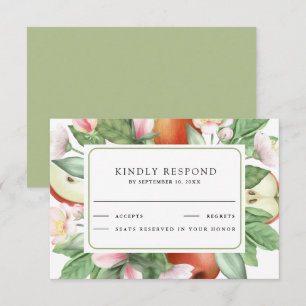 Cartons Réponse Mariage de verger de pomme rouge floral botanique
