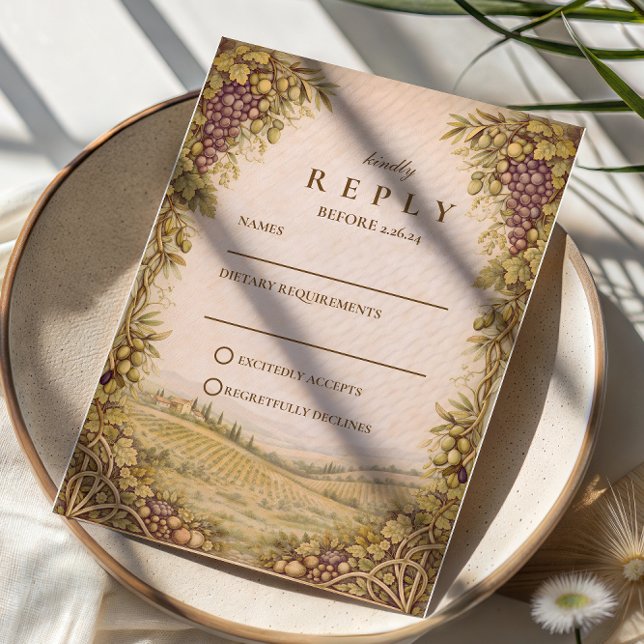 Cartons Réponse Mariage de vigne de campagne rustique (Créateur téléchargé)