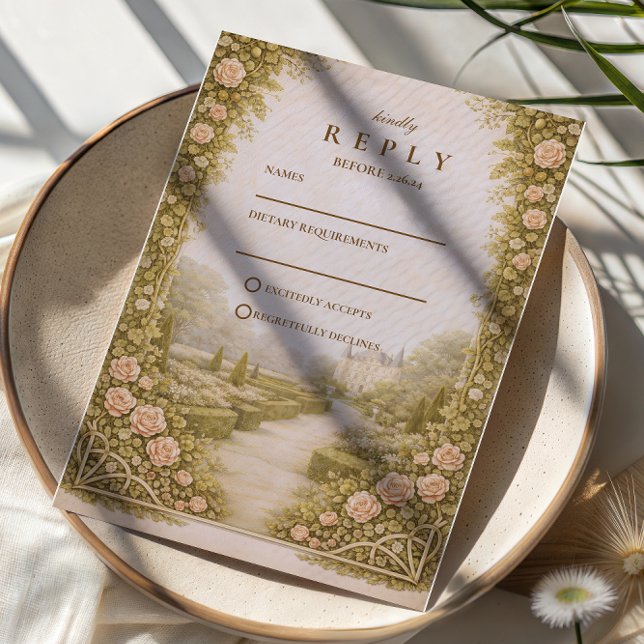Cartons Réponse Mariage de vignoble dans un jardin rustique (Créateur téléchargé)