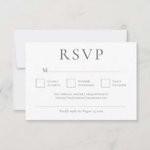 Cartons Réponse Mariage d'écriture gris minimaliste