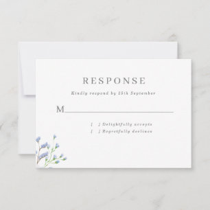 Cartons Réponse Mariage Delicate bleu français Régence Fleurs