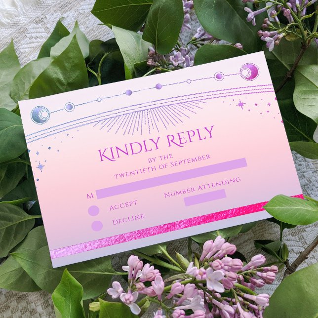 Cartons Réponse Mariage des étoiles de soleil rose de coucher de s (Créateur téléchargé)