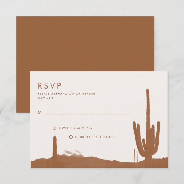 Cartons Réponse Mariage Désertique Boho Cactus Terracotta (Devant / Derrière)